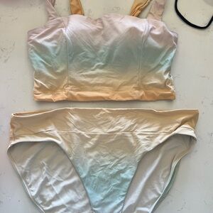 CALIA by Carrie Underwood Ombre Bikini Set in Cream and Aqua